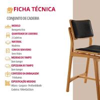 Conjunto Com 2 Banquetas Eva Moderna Linho Preto Imbuia Natural - 5