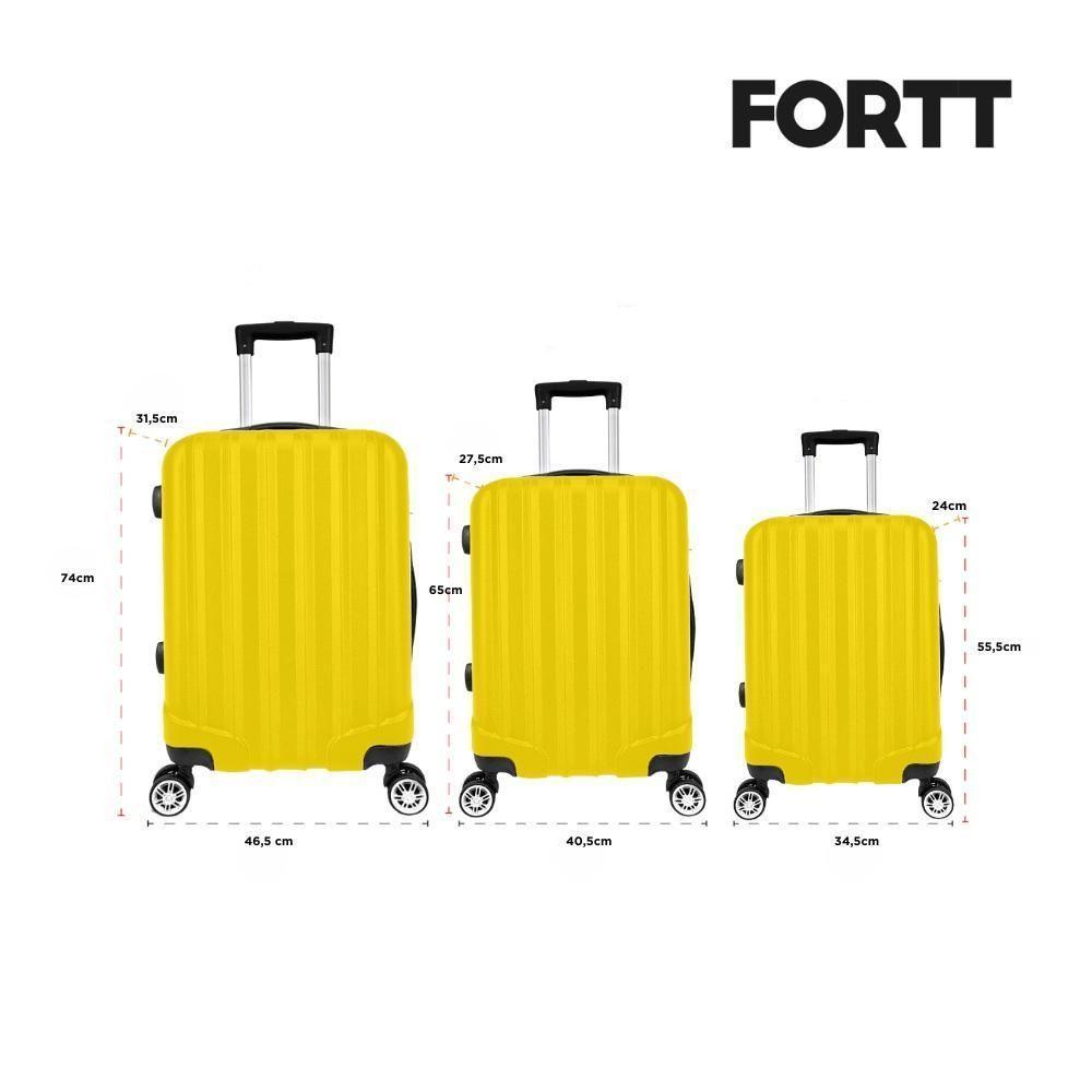 Kit Mala De Viagem ABS 3 Peças Adventure Fortt Amarela KMV01-AM - 3