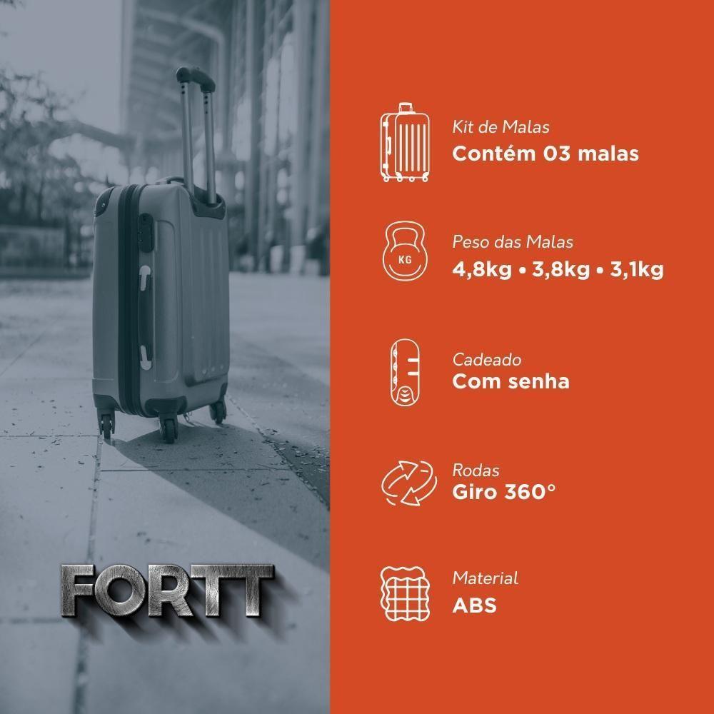 Kit Mala De Viagem ABS 3 Peças Adventure Fortt Amarela KMV01-AM - 4