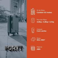 Kit Mala De Viagem ABS 3 Peças Adventure Fortt Amarela KMV01-AM