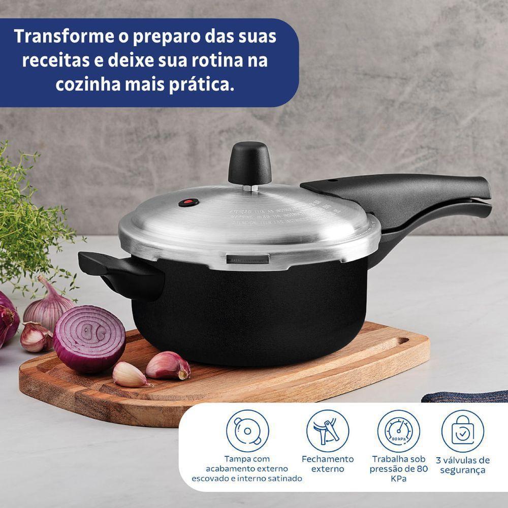 Panela De Pressão Tramontina Vancouver Alumínio Antiaderente Starflon Max Preto 20 Cm 3 L - 5