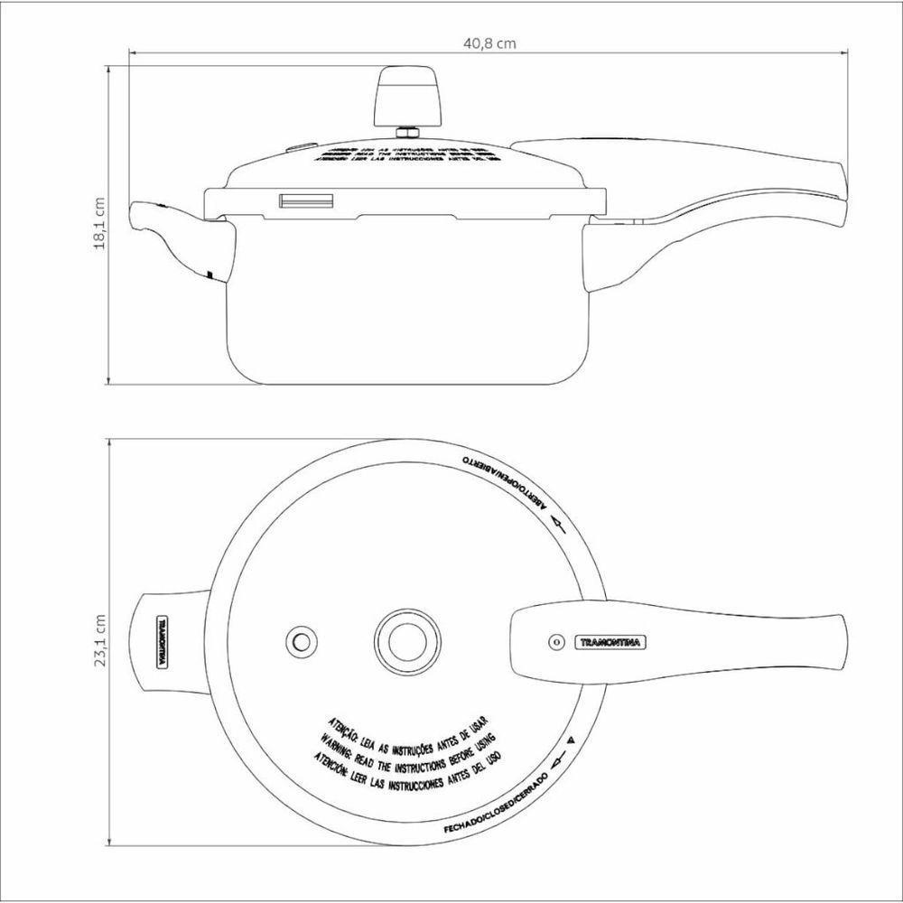 Panela De Pressão Tramontina Vancouver Alumínio Antiaderente Starflon Max Preto 20 Cm 3 L - 8