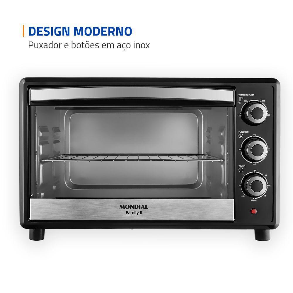 Forno Elétrico Mondial Family II Preto/Inox 1600W 42L FRN-42-B 110V - 5