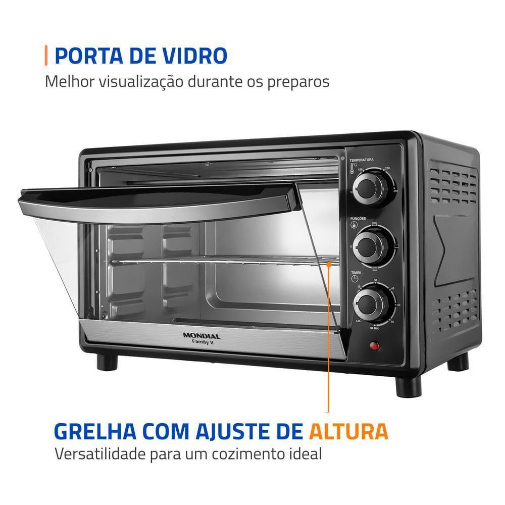 Forno Elétrico Mondial Family II Preto/Inox 1600W 42L FRN-42-B 110V - 6