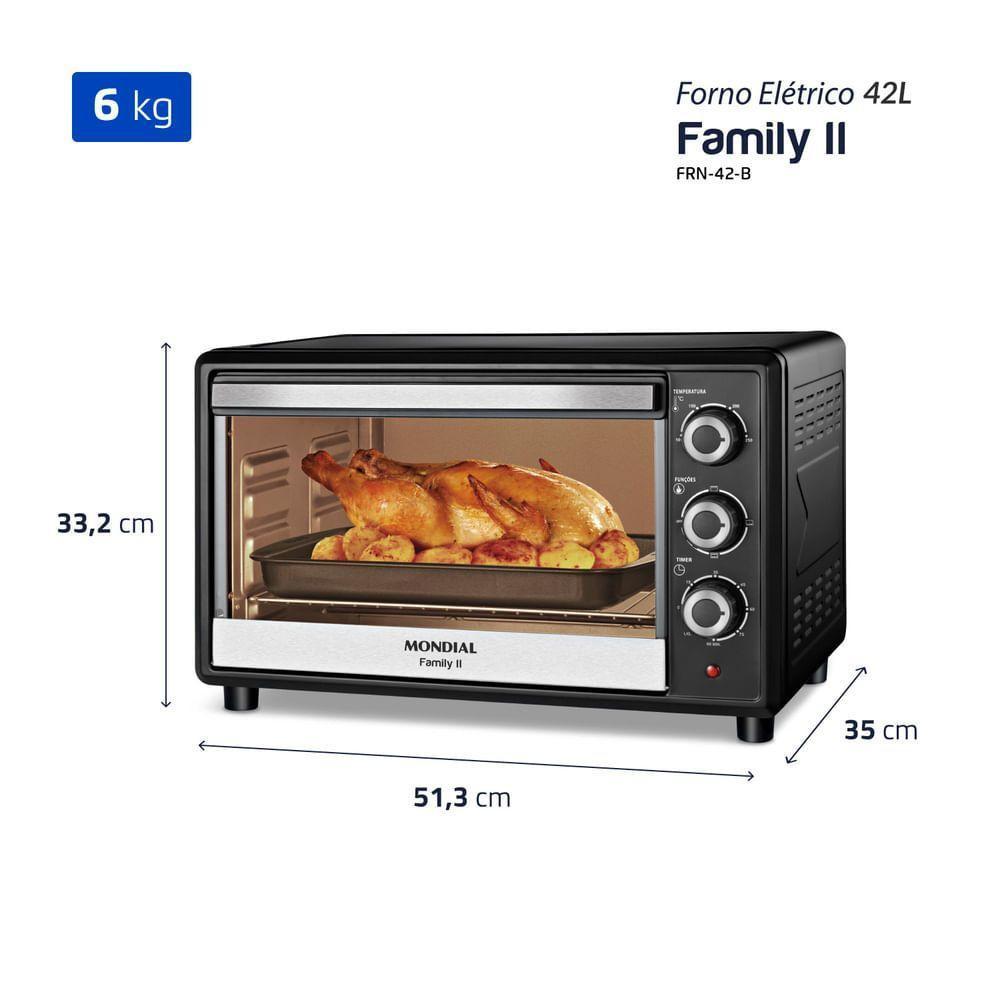 Forno Elétrico Mondial Family II Preto/Inox 1600W 42L FRN-42-B 110V - 7