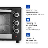 Forno Elétrico Mondial Family II Preto/Inox 1600W 42L FRN-42-B 110V
