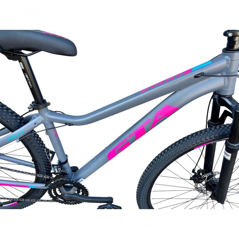 Bicicleta Aro 29 Gta Start Feminina Alumínio 27v K7 Freio A Disco Mecânico Garfo Com Suspensão- Cinza/rosa - 3