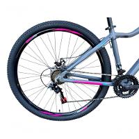 Bicicleta Aro 29 Gta Start Feminina Alumínio 27v K7 Freio A Disco Mecânico Garfo Com Suspensão- Cinza/rosa