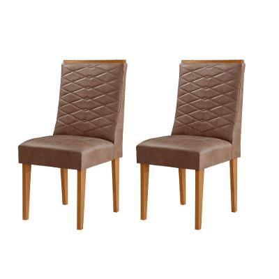 Conjunto Com 2 Cadeiras Mdf Eloise P/ Sala De Jantar Moderna Tork/naturale