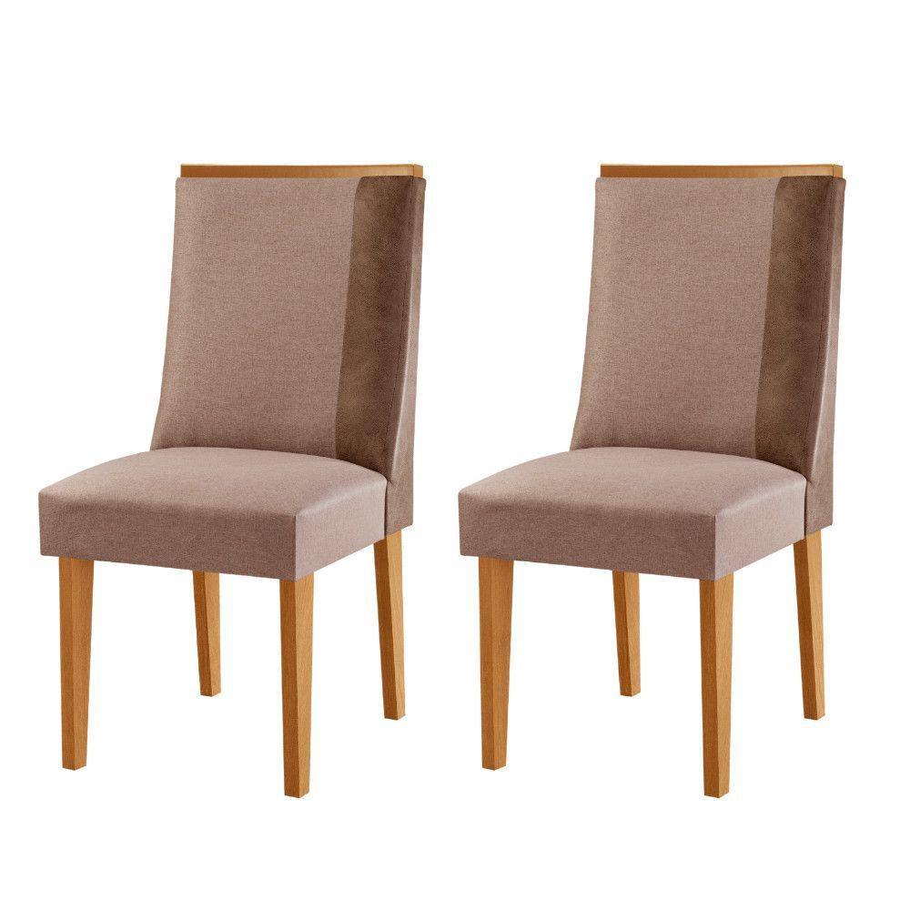 Conjunto Com 2 Cadeiras Mdf Diane P/ Sala De Jantar Moderna Linho Capuccino / Tork / Naturale - 1