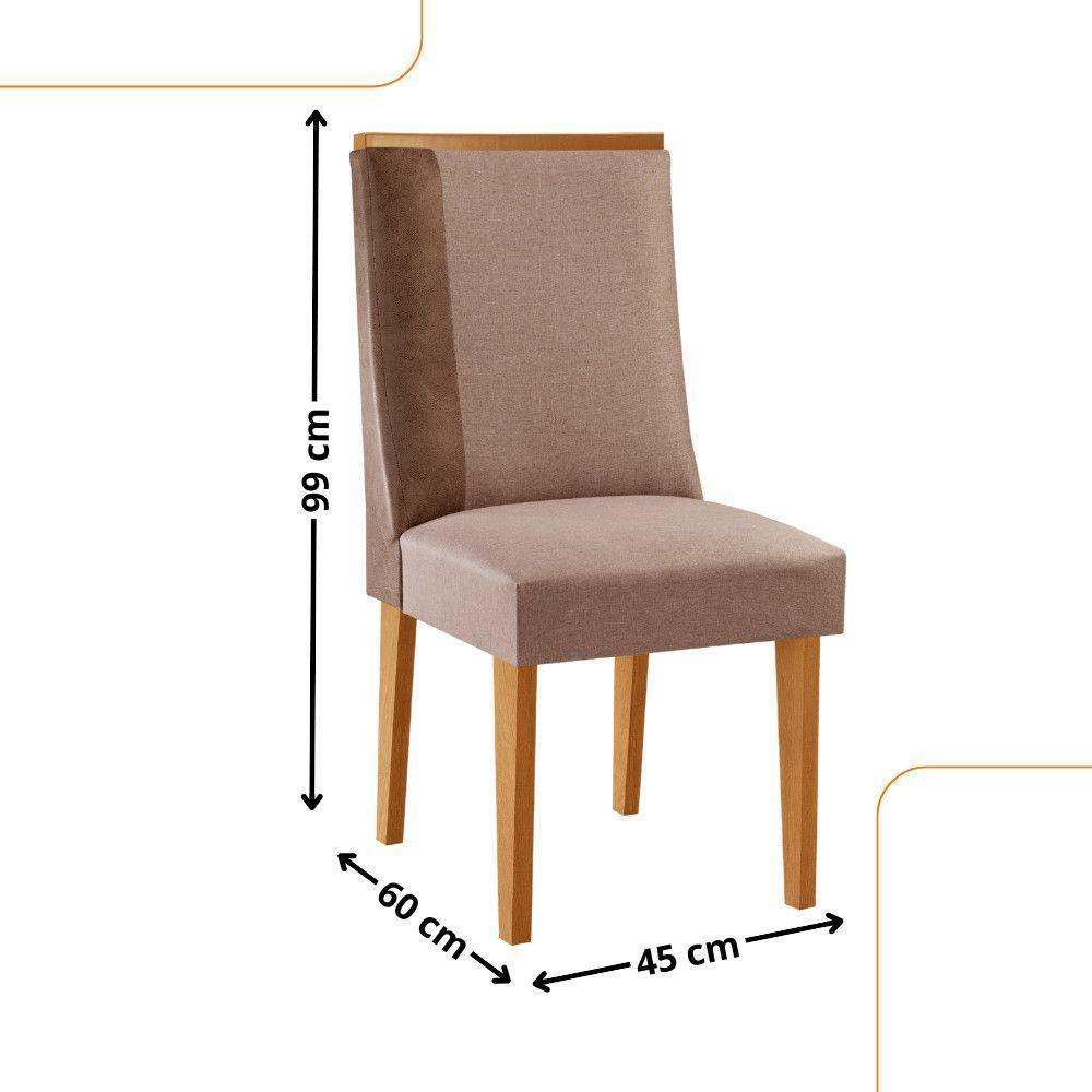 Conjunto Com 2 Cadeiras Mdf Diane P/ Sala De Jantar Moderna Linho Capuccino / Tork / Naturale - 3