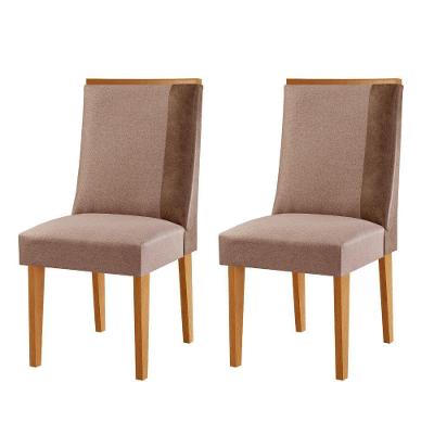 Conjunto Com 2 Cadeiras Mdf Diane P/ Sala De Jantar Moderna Linho Capuccino / Tork / Naturale