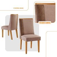 Conjunto Com 2 Cadeiras Mdf Diane P/ Sala De Jantar Moderna Linho Capuccino / Tork / Naturale - 2