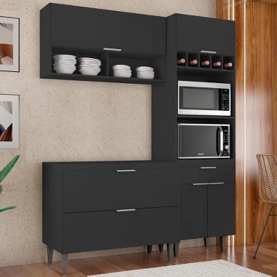 Armário De Cozinha Cp02 Para Pia 100cm Pérola Z34 Preto - Mpozenato