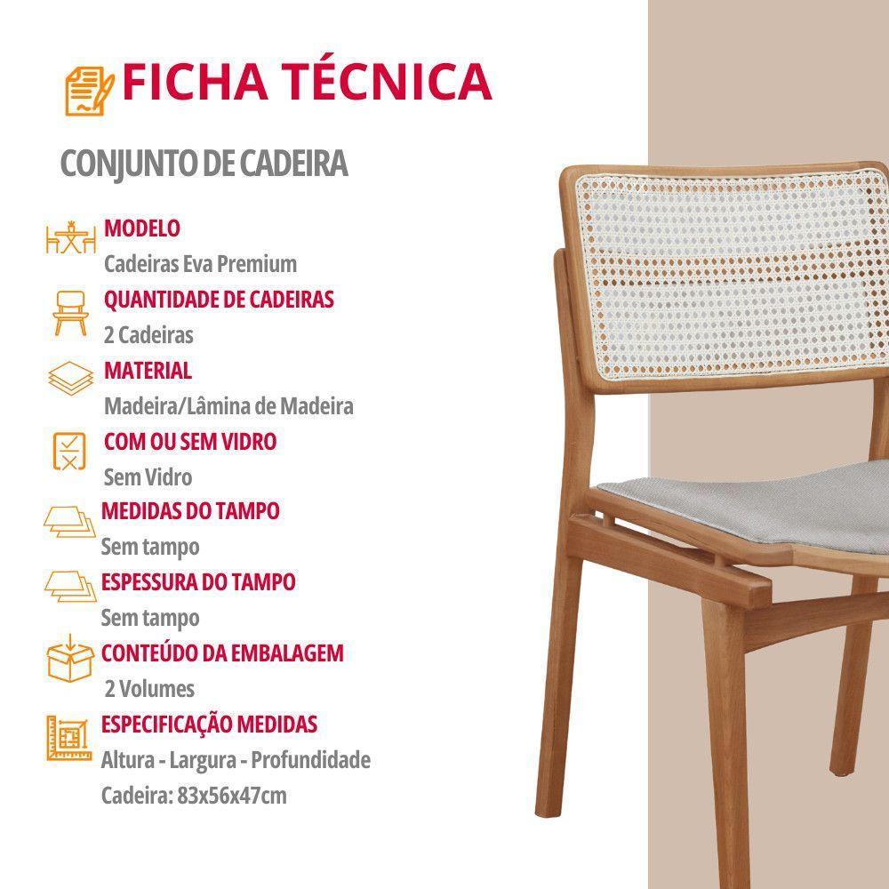 Conjunto Com 2 Cadeiras Madeira Eva Premium Jade Imbuia Natural - 4