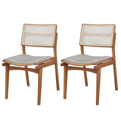 Conjunto Com 2 Cadeiras Madeira Eva Premium Jade Imbuia Natural