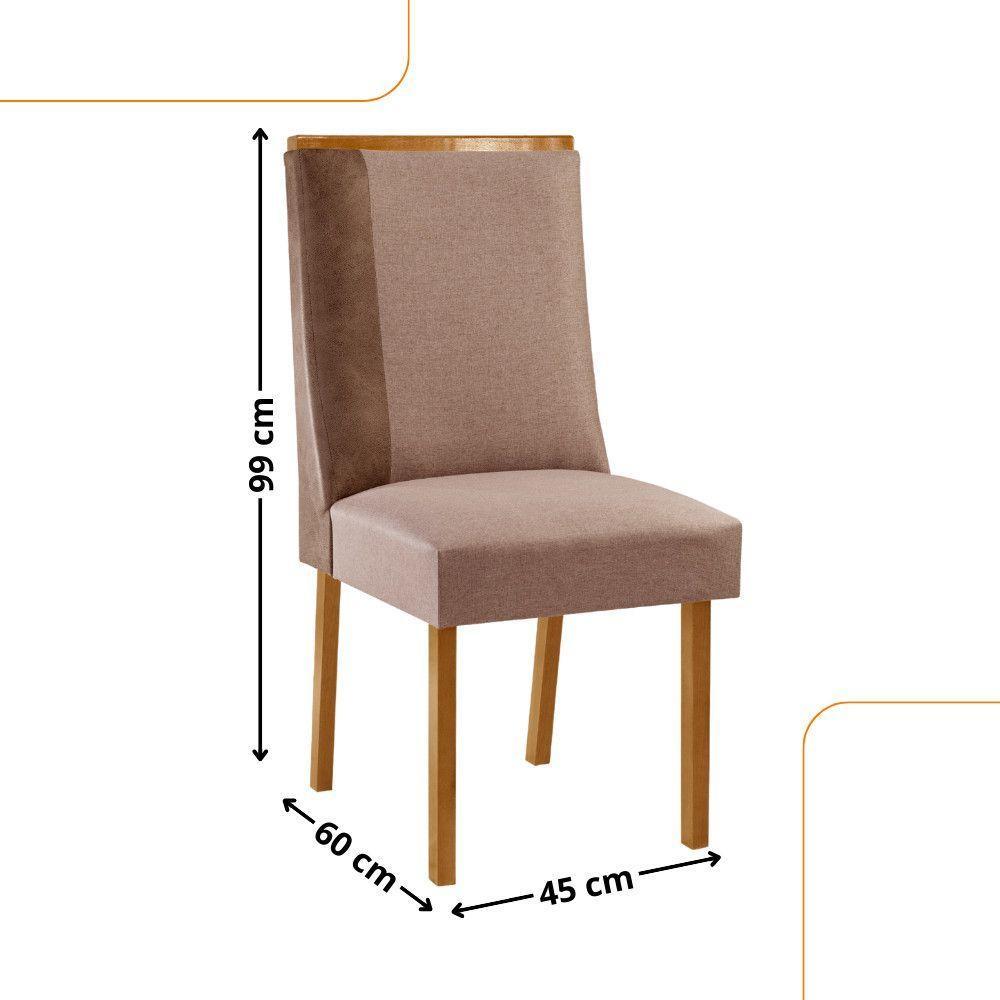Conjunto Com 2 Cadeiras Madeira Diane Para Sala De Jantar Linho Capuccino Tork Capuccino - 2