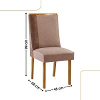 Conjunto Com 2 Cadeiras Madeira Diane Para Sala De Jantar Linho Capuccino Tork Capuccino - 2