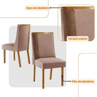 Conjunto Com 2 Cadeiras Madeira Diane Para Sala De Jantar Linho Capuccino Tork Capuccino - 3