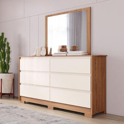 Cômoda 6 Gavetas Layla Com Espelho Casa 812 Nature Com Off White