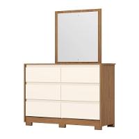 Cômoda 6 Gavetas Layla Com Espelho Casa 812 Nature Com Off White - 2