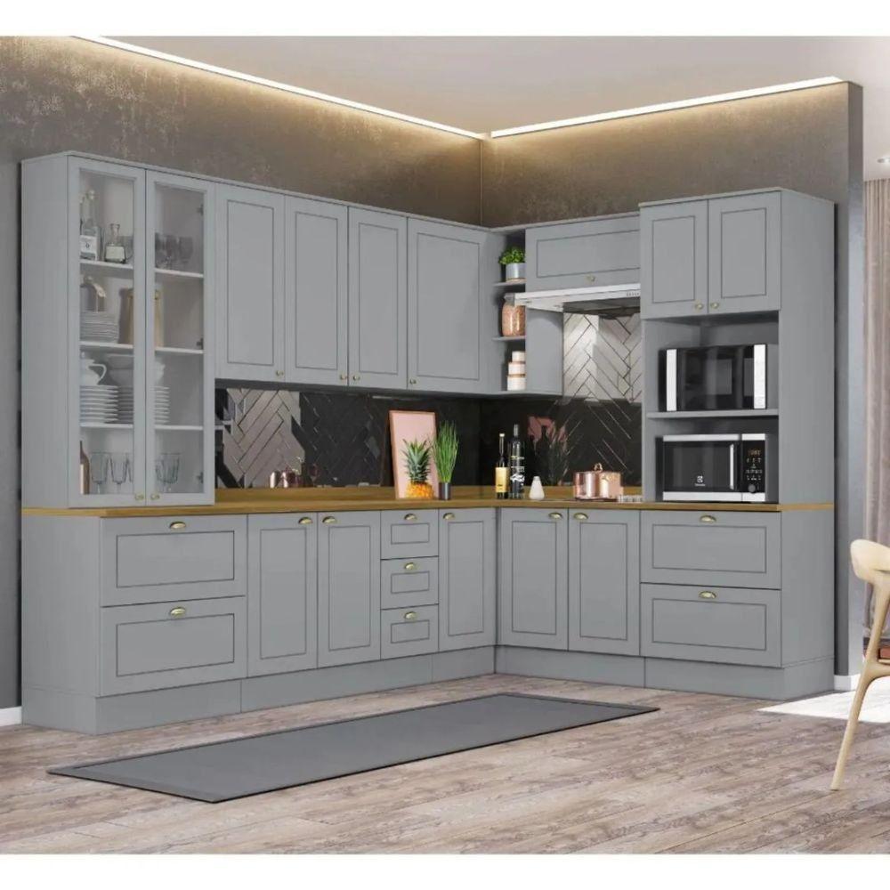 Armário Henn Americana Canto Reto 1 Porta Cinza - 5