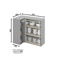 Armário Henn Americana Canto Reto 1 Porta Cinza - 3