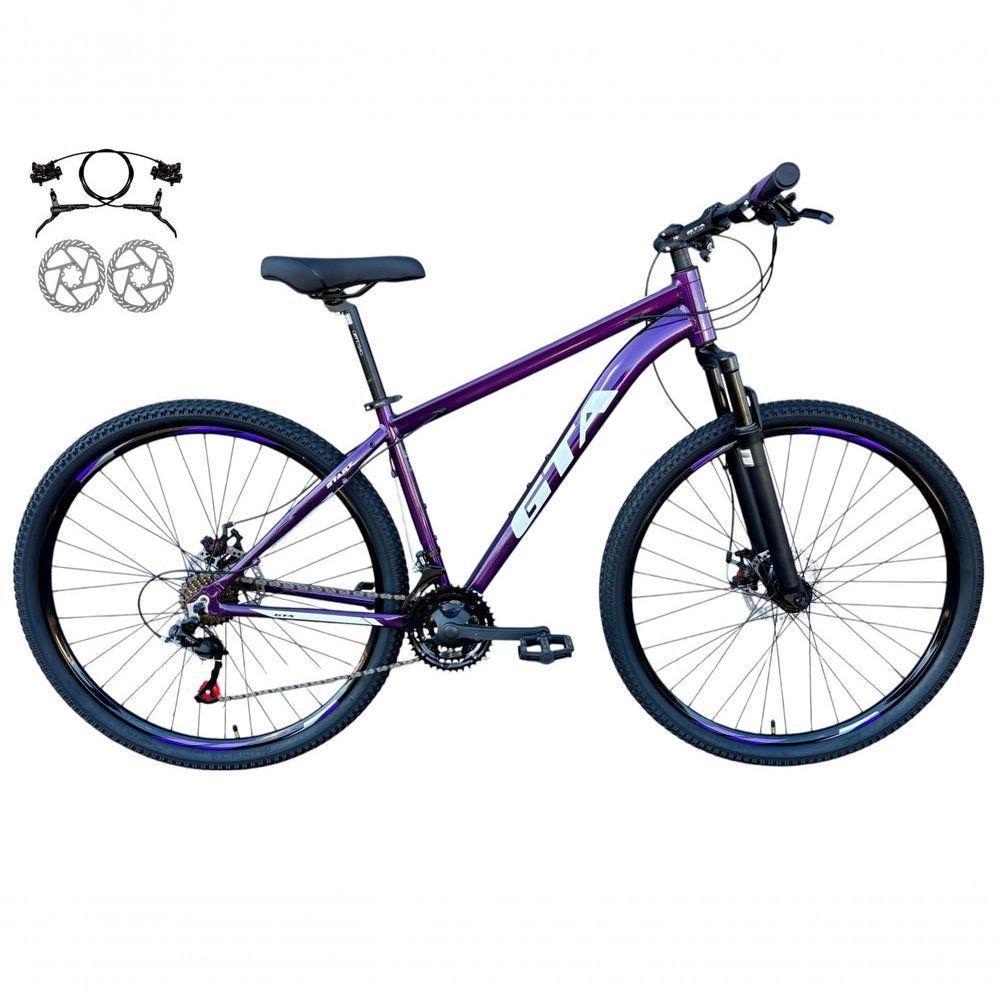 Bicicleta Aro 29 Gta Start Aluminio Mtb 21v Freio A Disco Hidraulico Garfo Suspensão - Roxo Tam.21 - 1
