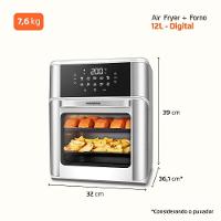 Fritadeira Air Fryer Forno Oven Mondial Branco e Inox 2000W 12L AFON-12L-WI 110V - 8
