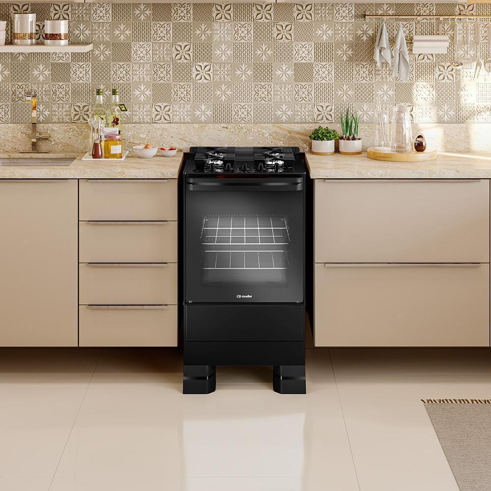 Fogão Mueller 4 Bocas Com Acendimento Automático Preto MFV4BF Bivolt - 2
