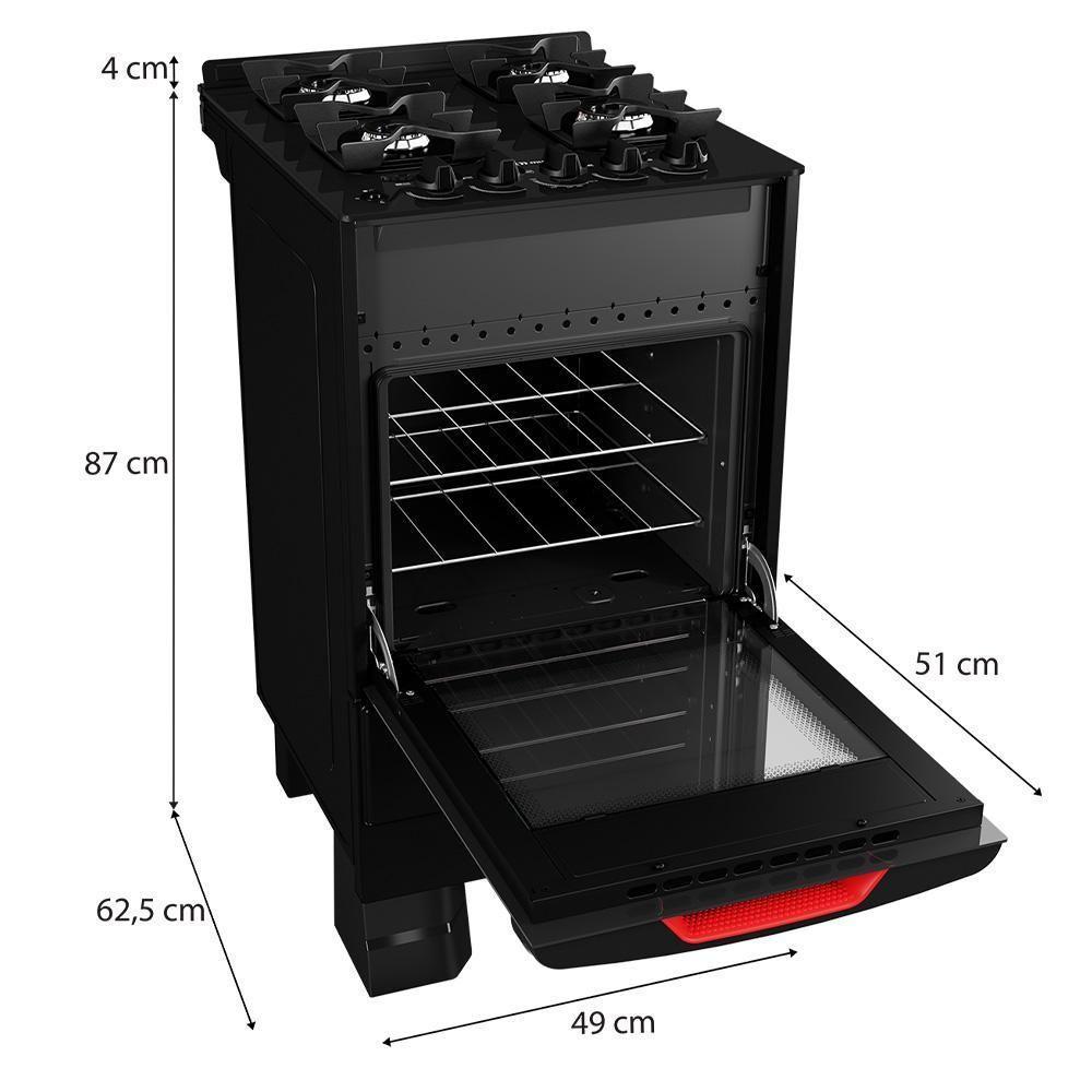 Fogão Mueller 4 Bocas Com Acendimento Automático Preto MFV4BF Bivolt - 7