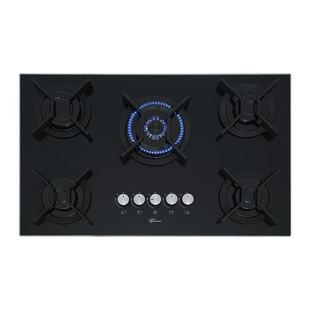 Cooktop 5 Bocas Fischer Infinity Trempe De Ferro Tripla Chama à Gás Mesa De Vidro Preto Bivolt - 6