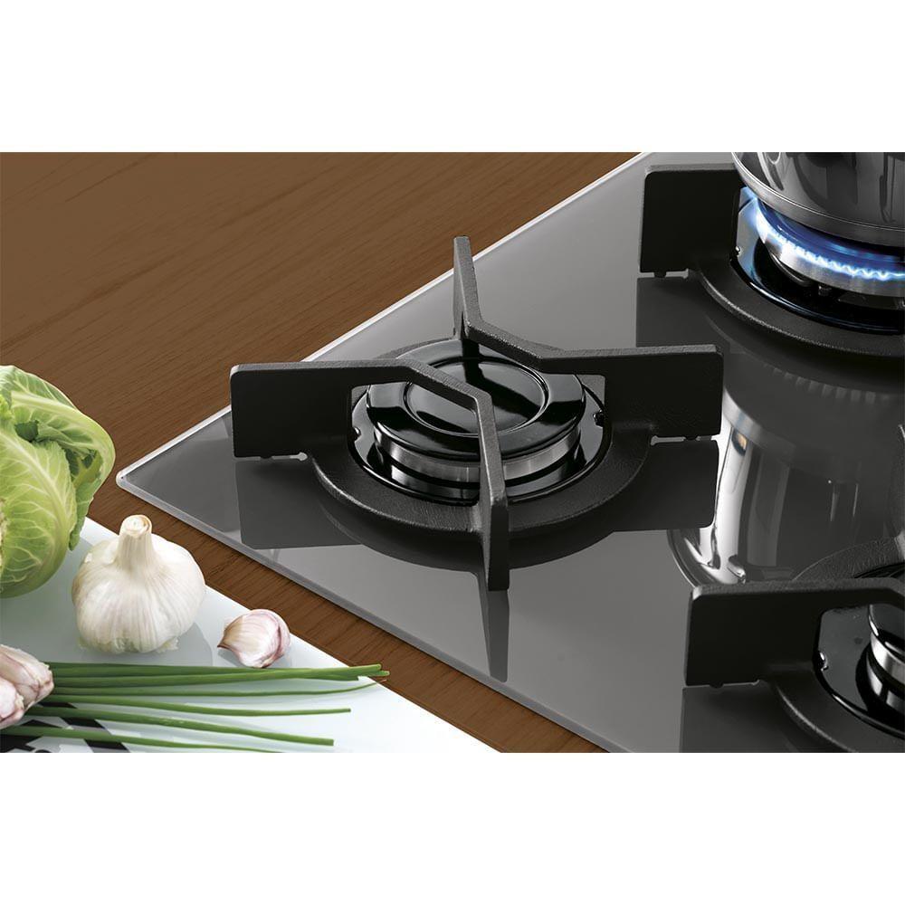 Cooktop 5 Bocas Fischer Infinity Trempe De Ferro Tripla Chama à Gás Mesa De Vidro Preto Bivolt - 7