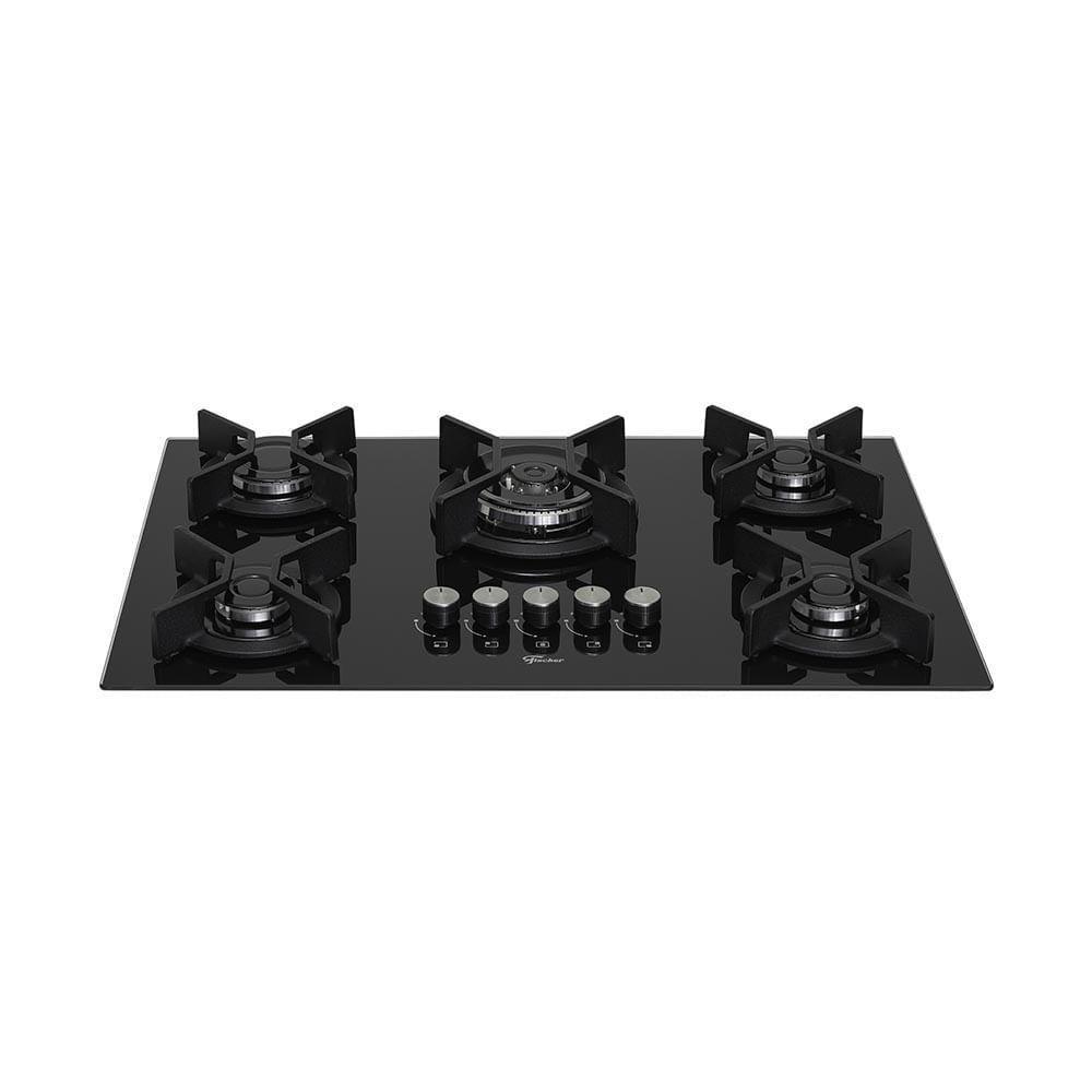 Cooktop 5 Bocas Fischer Infinity Trempe De Ferro Tripla Chama à Gás Mesa De Vidro Preto Bivolt - 8