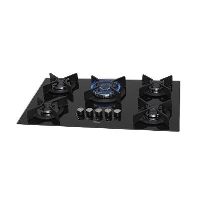 Cooktop Gás Fischer Infinity 5 Bocas Vidro Temperado Tripla Chama Preto Bivolt
