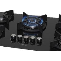 Cooktop 5 Bocas Fischer Infinity Trempe De Ferro Tripla Chama à Gás Mesa De Vidro Preto Bivolt - 3