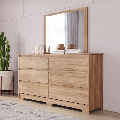 Cômoda 6 Gavetas Layla Com Espelho Casa 812 Jequitibá Brilho