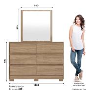 Cômoda 6 Gavetas Layla Com Espelho Casa 812 Jequitibá Brilho - 3