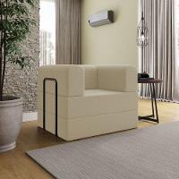 Kit Sofá E Poltrona Na Caixa Modular Soft Para A Sala Bege - 7