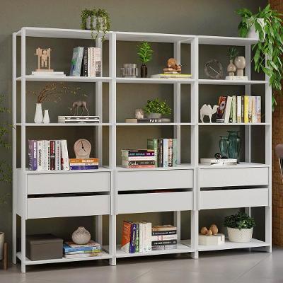 Estante Armário Multiuso Para Livros 6 Gavetas 12 Prateleiras 210cm Madesa Branco