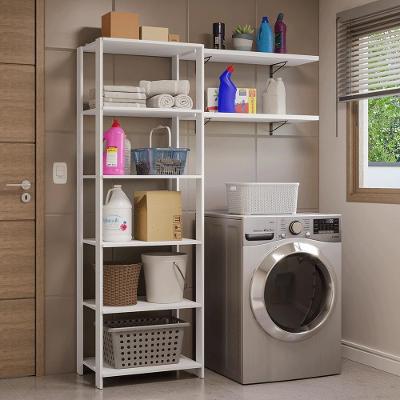 Estante Armário Multiuso E Prateleiras Para Lavanderia 139cm Madesa Branco