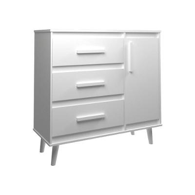 Cômoda Sapateira 3 Gavetas Maya Com Puxadores E Pés Retro Design Moderno Quarto Branco Mobília Decor