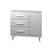 Cômoda Sapateira 3 Gavetas Maya Com Puxadores E Pés Retro Design Moderno Quarto Branco Mobília Decor - 3