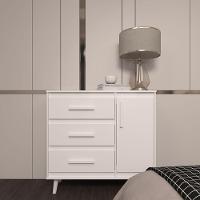 Cômoda Sapateira 3 Gavetas Maya Com Puxadores E Pés Retro Design Moderno Quarto Branco Mobília Decor