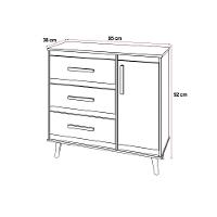 Cômoda Sapateira 3 Gavetas Maya Com Puxadores E Pés Retro Design Moderno Quarto Branco Mobília Decor - 6