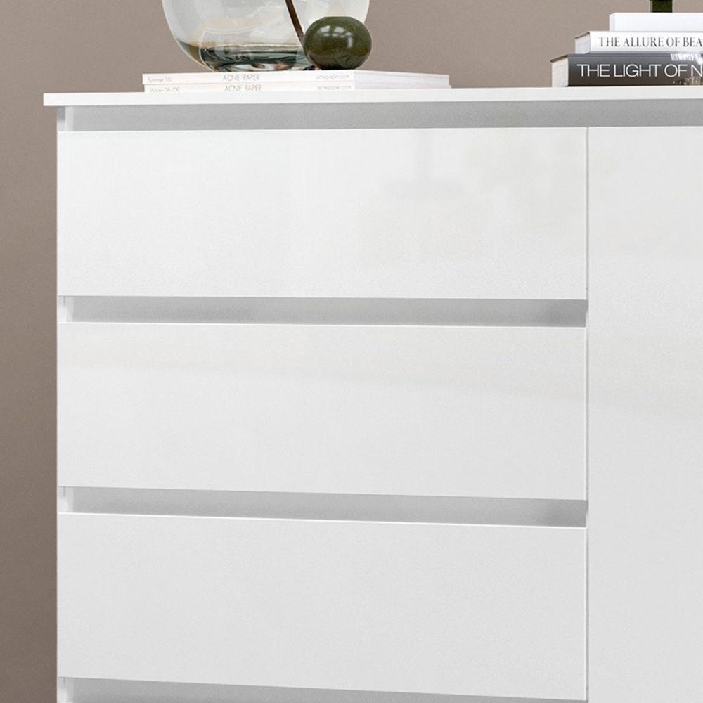 Cômoda Para Quarto Com 4 Gavetas E Armário - Vega Branco - 4