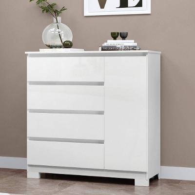 Cômoda Para Quarto Com 4 Gavetas E Armário - Vega Branco