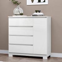 Cômoda Para Quarto Com 4 Gavetas E Armário - Vega Branco - 1