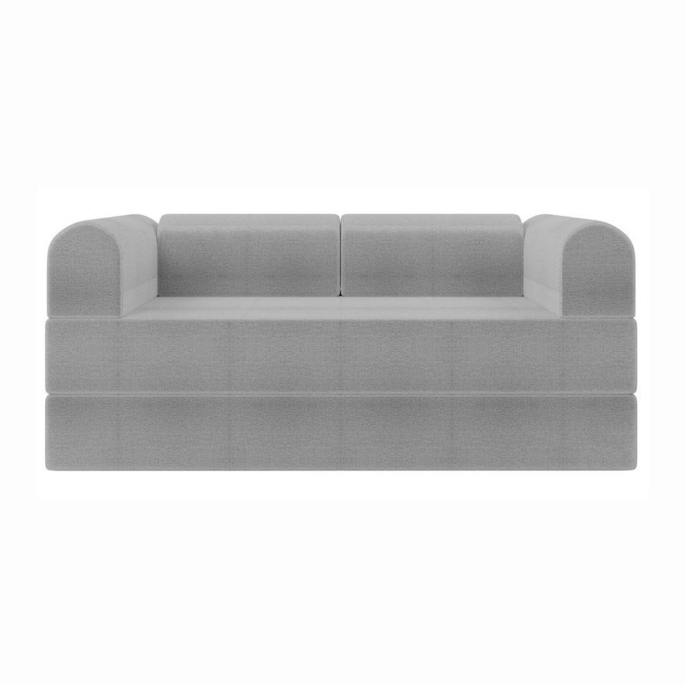 Sofá Na Caixa Modular 2 Lugares Linho Bege Maya Para Sala Cinza - 2