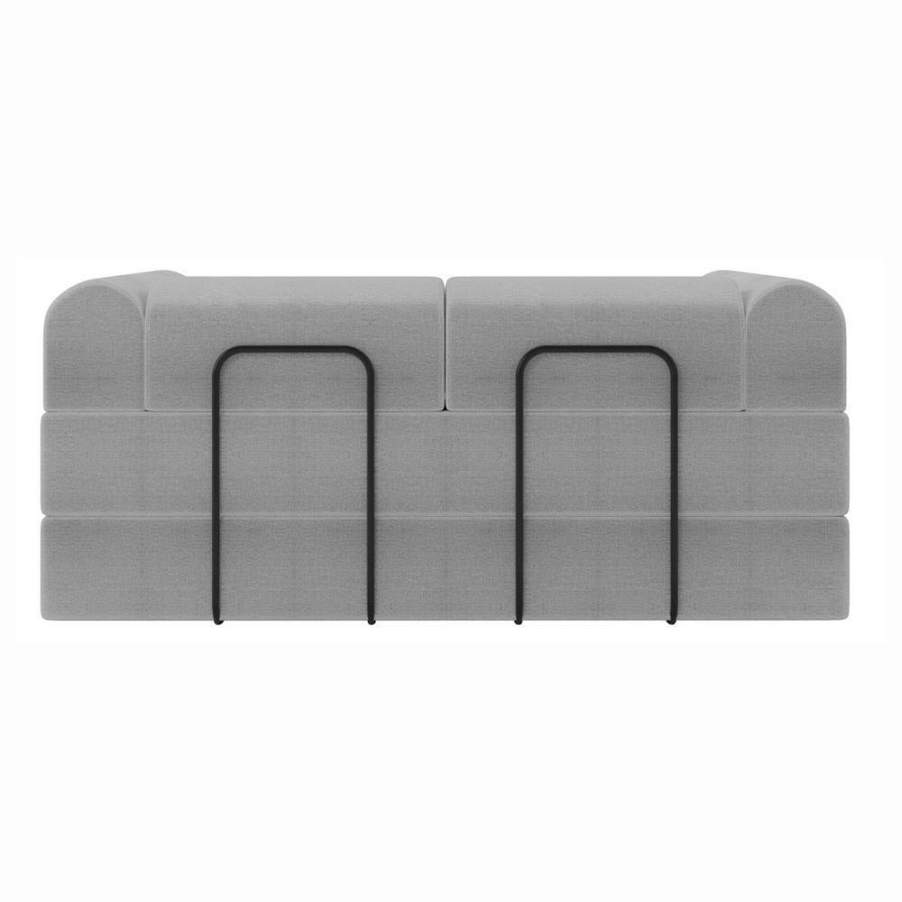 Sofá Na Caixa Modular 2 Lugares Linho Bege Maya Para Sala Cinza - 5